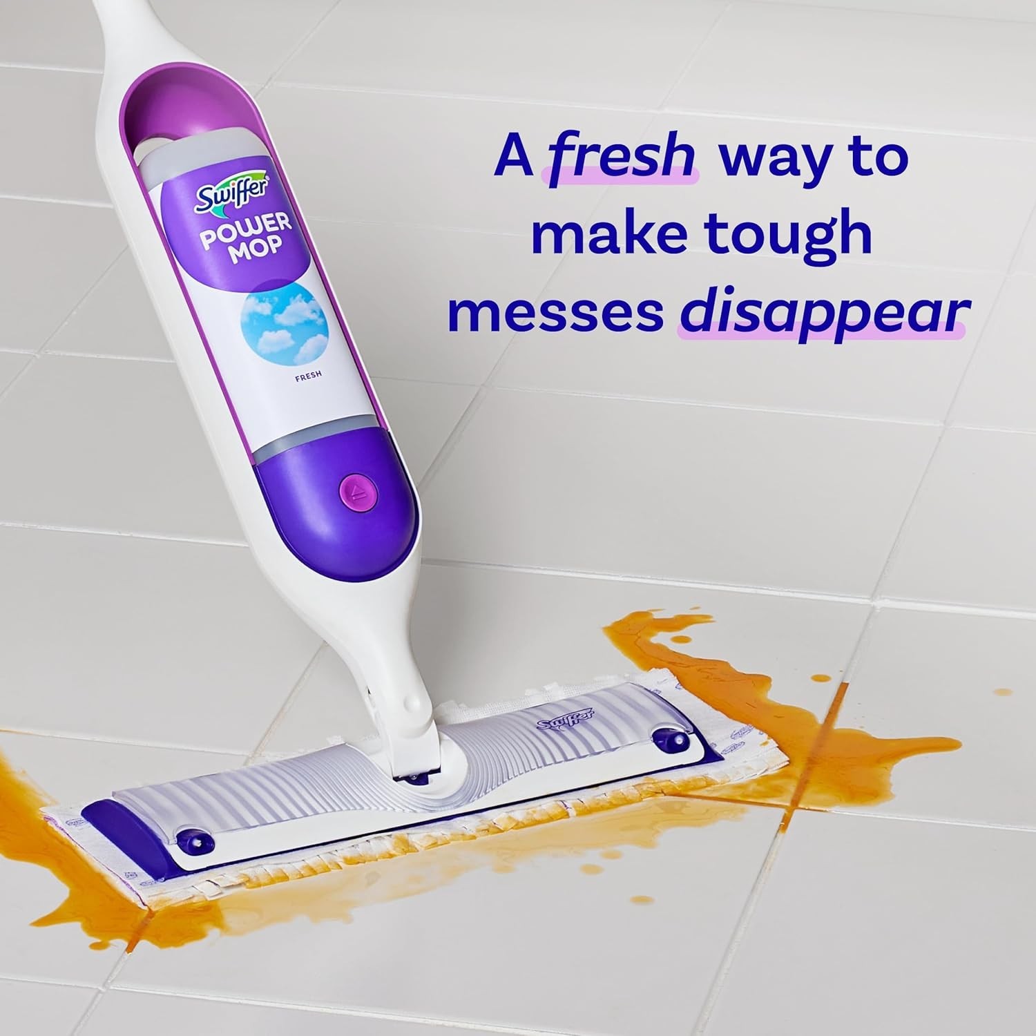 Swiffer Power Mop Floor Cleaning Solution Fresh Scent Floor Cleaner,25.3 oz, 2x.