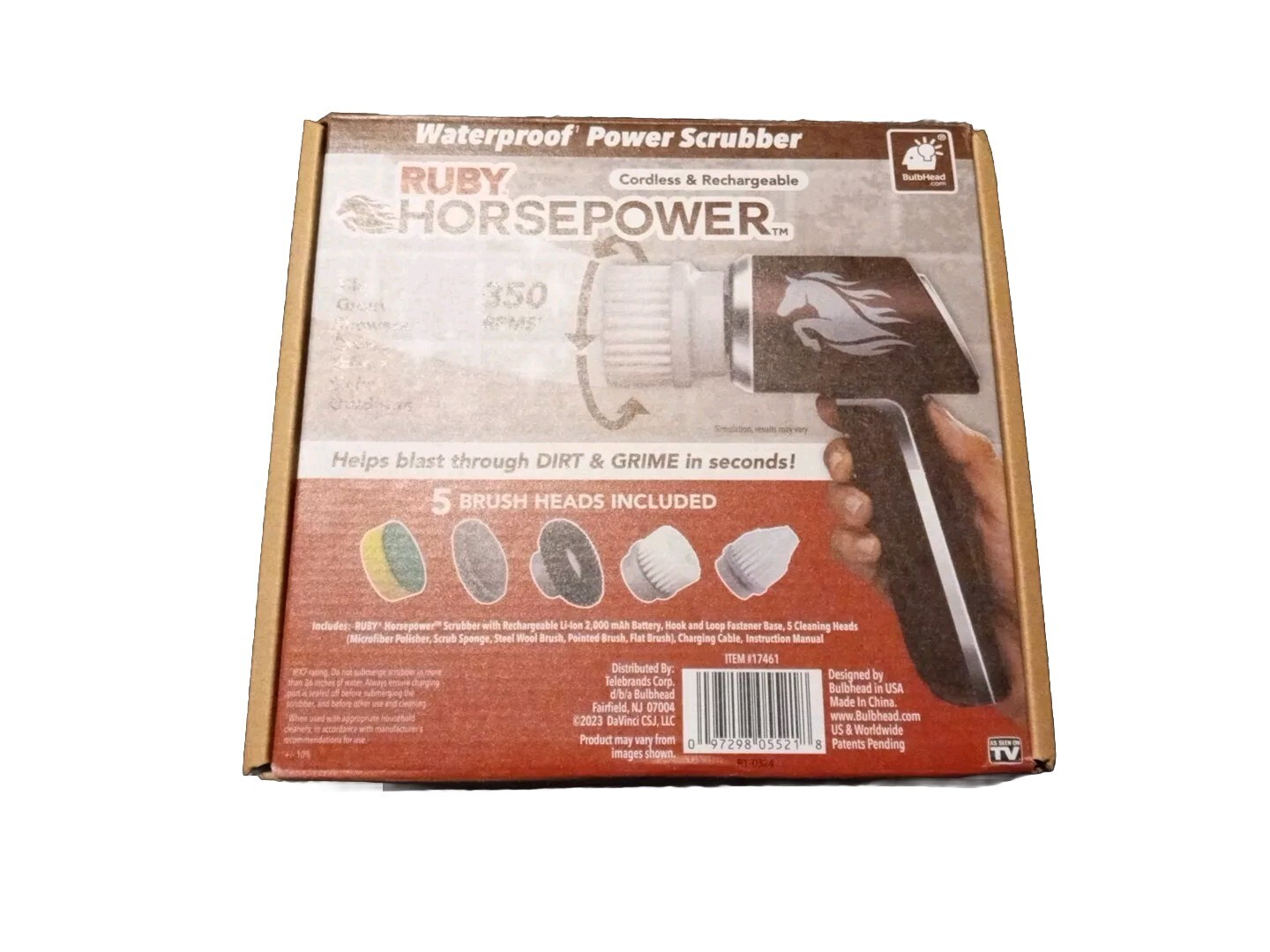 Handheld Cordless Rechargeable Spinning Power Scrubber + 5 Pack Refill Scrubber