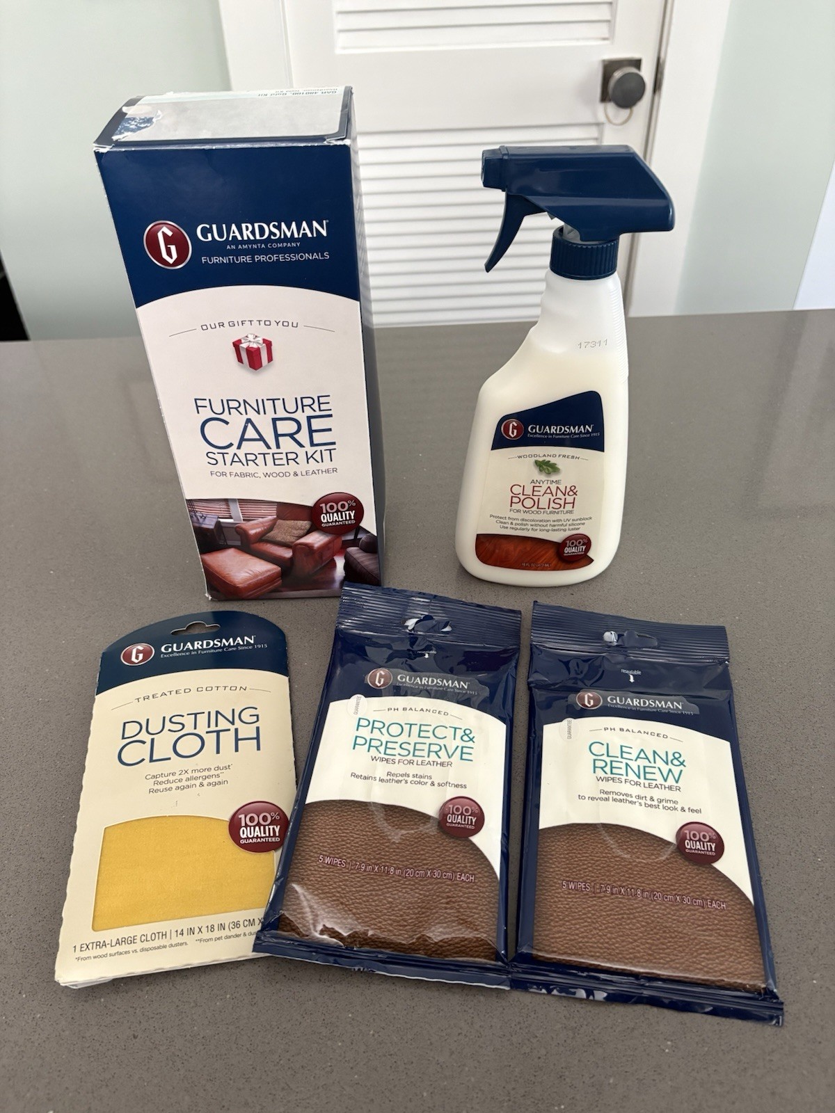 Deluxe Guardsman Furniture Care Starter Kit for fabric, wood, and leather
