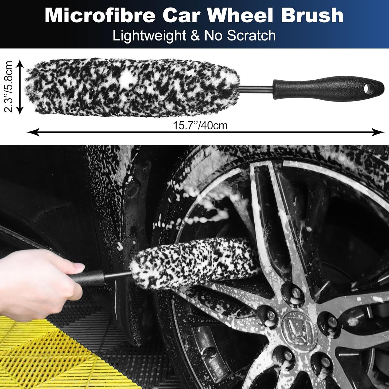 Car Wheel & Tire Brush Set, Wheel Cleaner Brush, Soft & Stiff Bristle