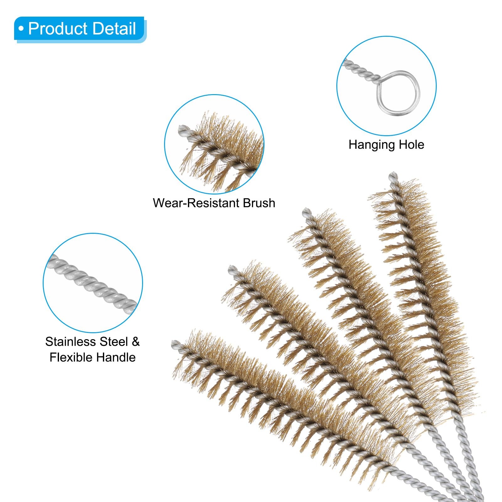 12″ Wire Tube Brush, 6Pcs 1″ Diameter Brass Wire Tube Brush Pipe Cleaning Sup…