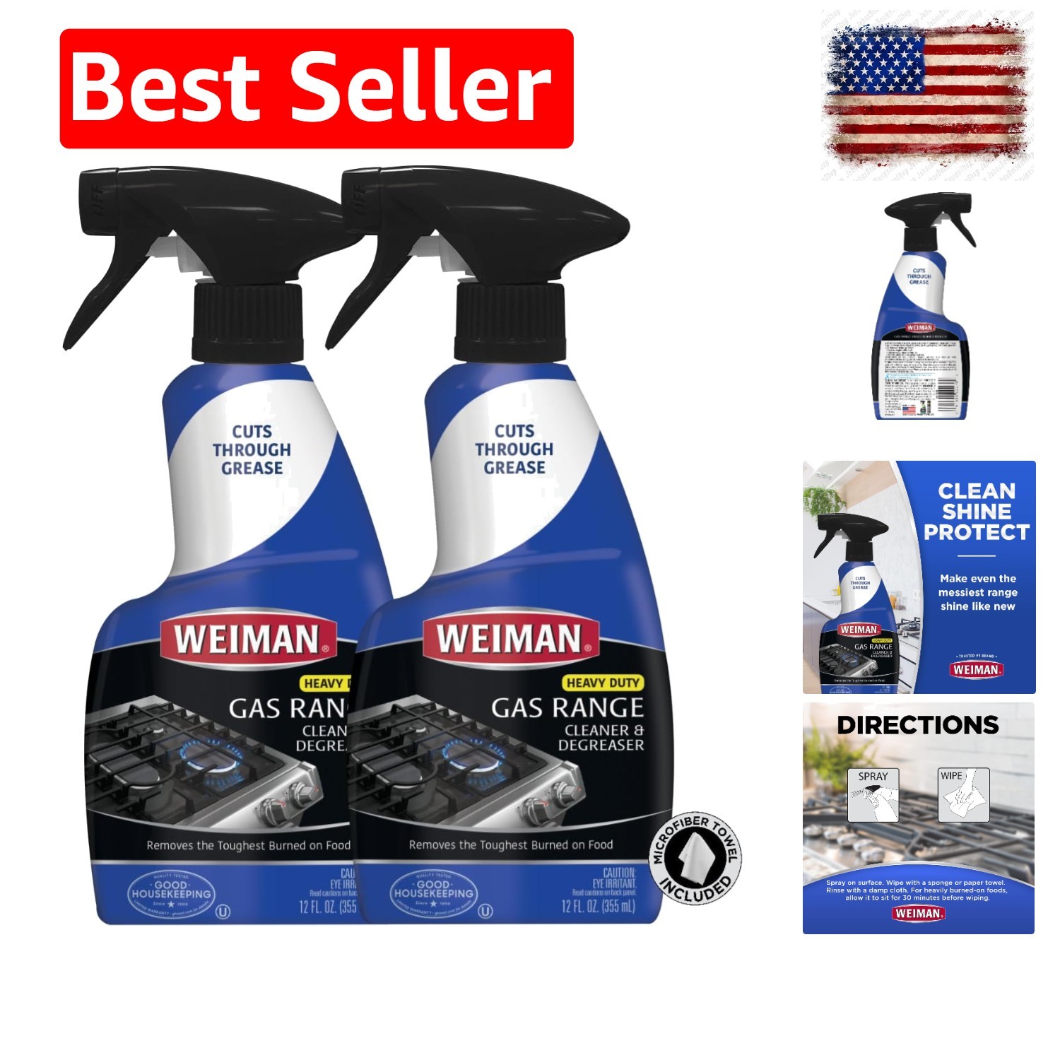 Heavy Duty Gas Range & Stove Top Cleaner and Degreaser – 2 Pack, 24 Ounces wi…