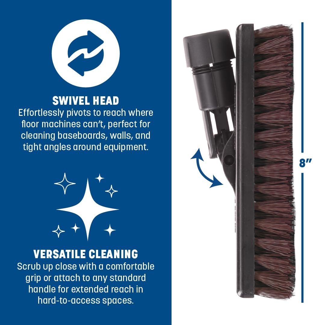 Swivel Scrub Plastic Power Scrub Floor Brush with Nylon Grit Bristles, 8 x 3….