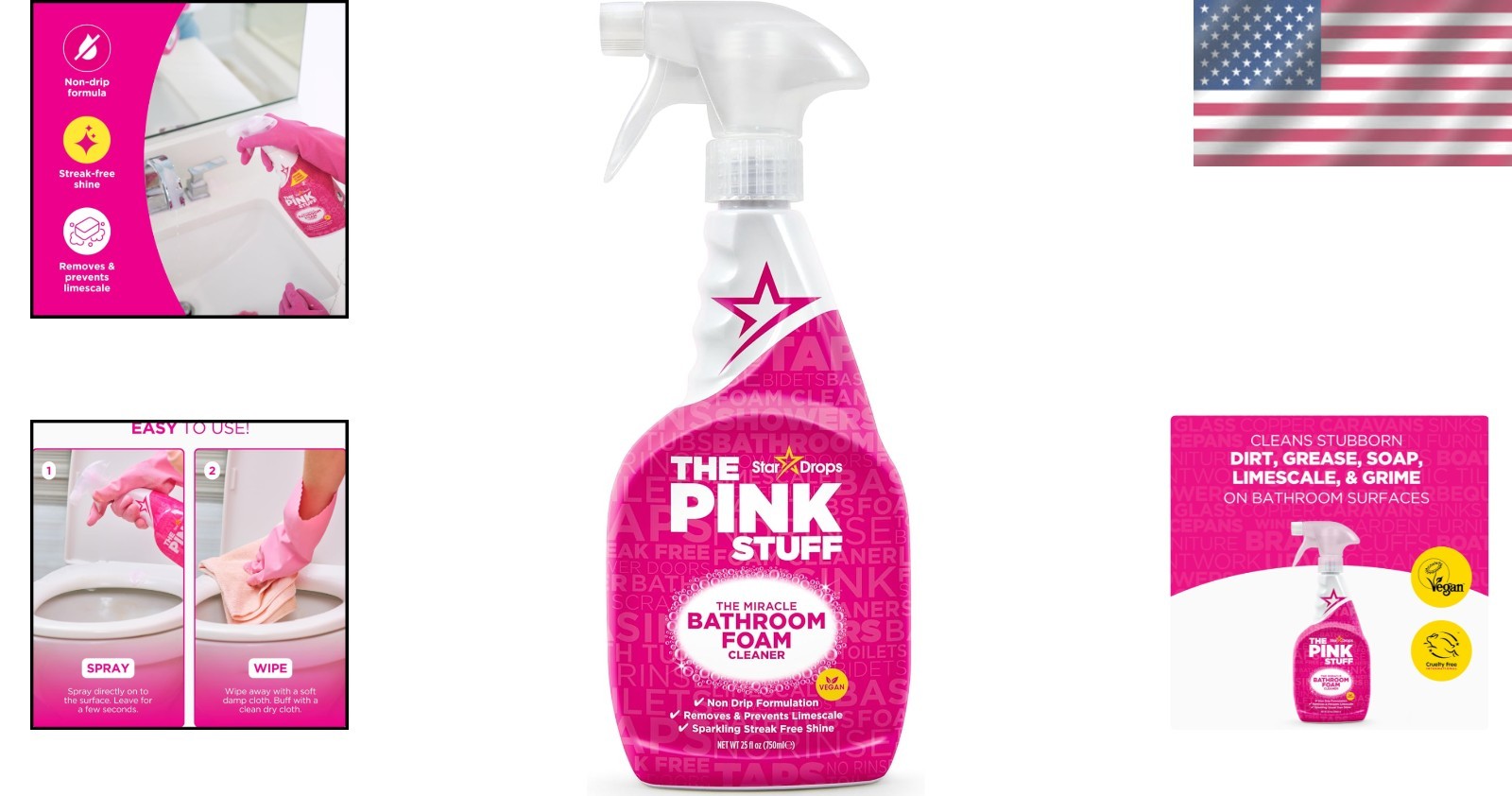 Versatile Foam Cleaner 750ml – The Pink Stuff for Sparkling Bathroom Surfaces