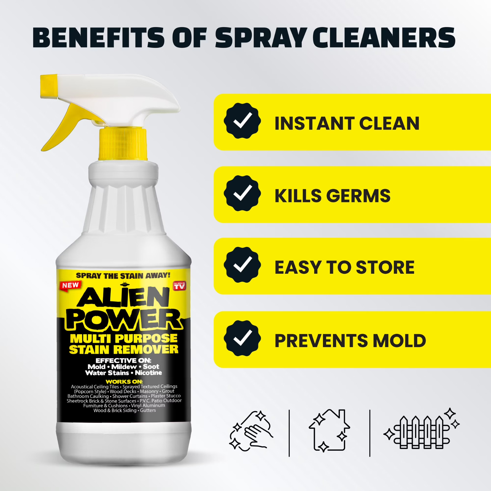 Alien Power Stain Remover Set Multi Purpose Mold Mildew Cleaner Spray Kit
