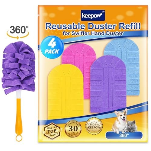 Reusable Duster Refills for Swiffer Hand Duster, 360° Heavy Duty Fleece, 4 Pack