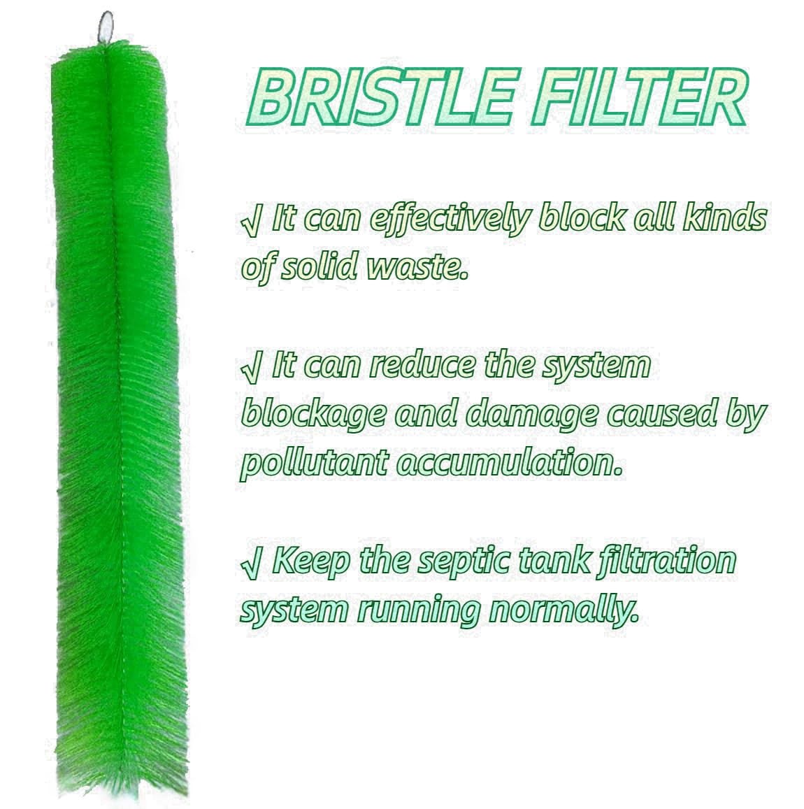 2Pcs Septic Tank Bristle Filter for 4 Inch Pipe，Long Barrel Brush Sewer Efflu…