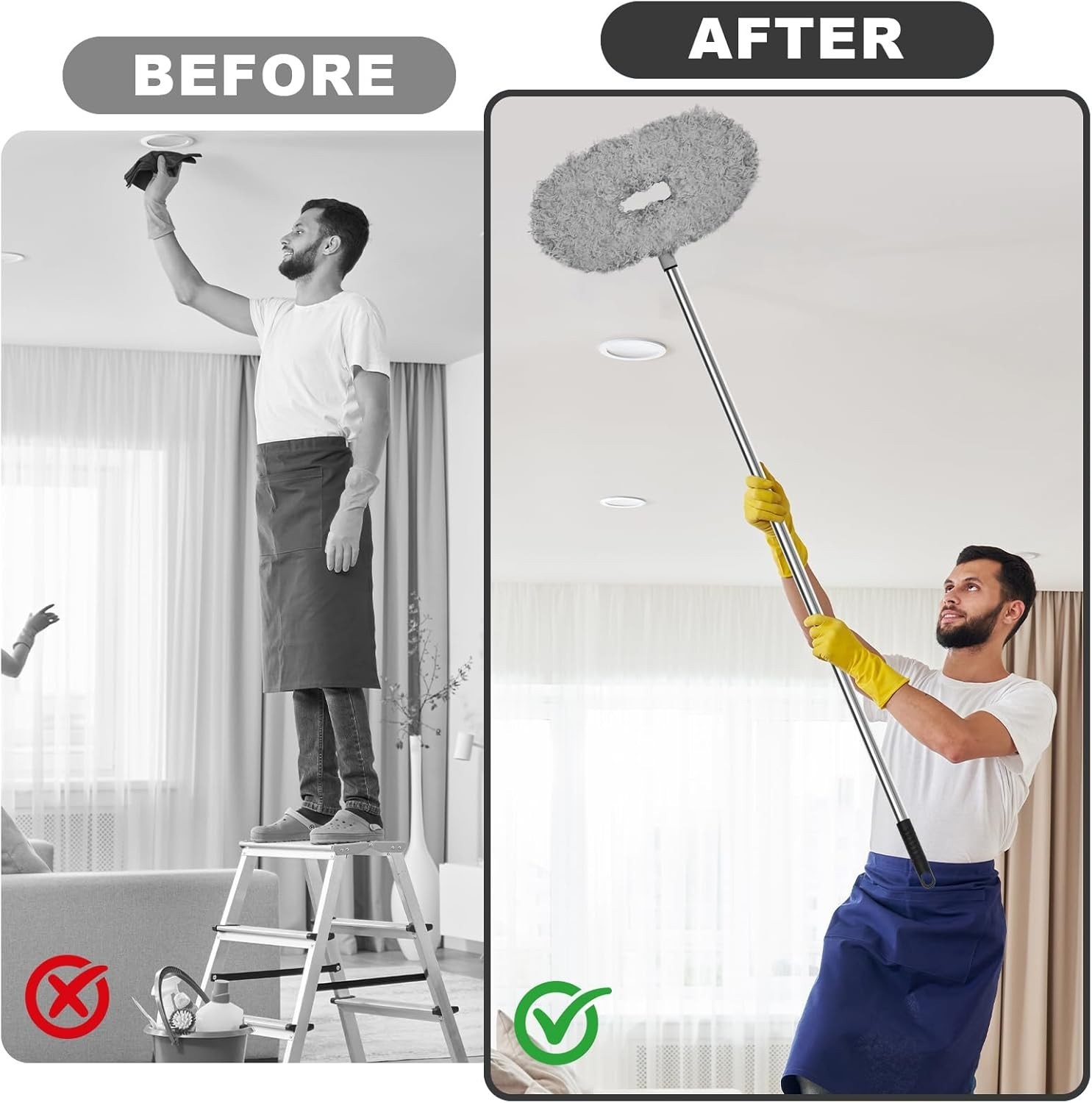 Ceiling Fan Cleaner Duster – Adjustable Duster with Extension Pole,Dusters fo…