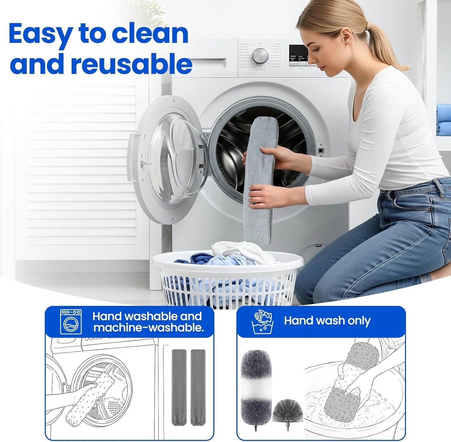 Extra-Long Dusters Kits with Extension Pole, 5 in 1 Cleaning Tools with Exten…