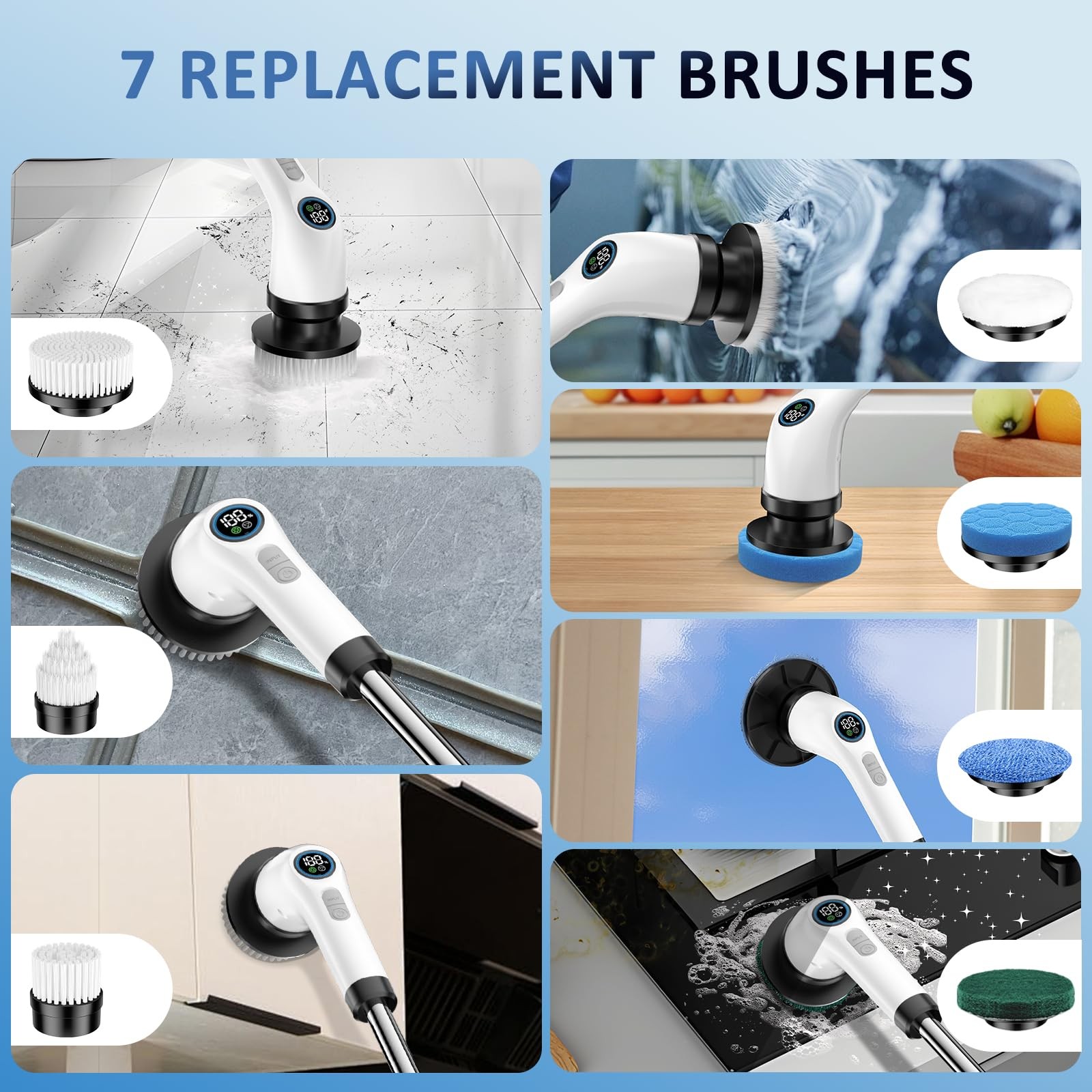 Electric Spin Scrubber Upgraded Battery with Extra-Long Runtime, IPX7 Waterpr…
