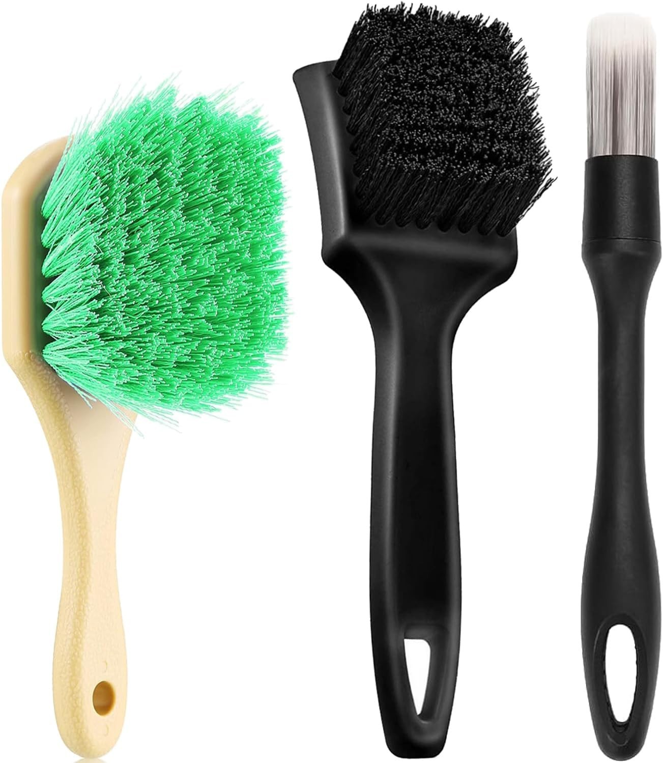 Wheel Rim Tire & Carpet Cleaning Brush Set, Soft & Stiff Bristle Wash Cleanin…