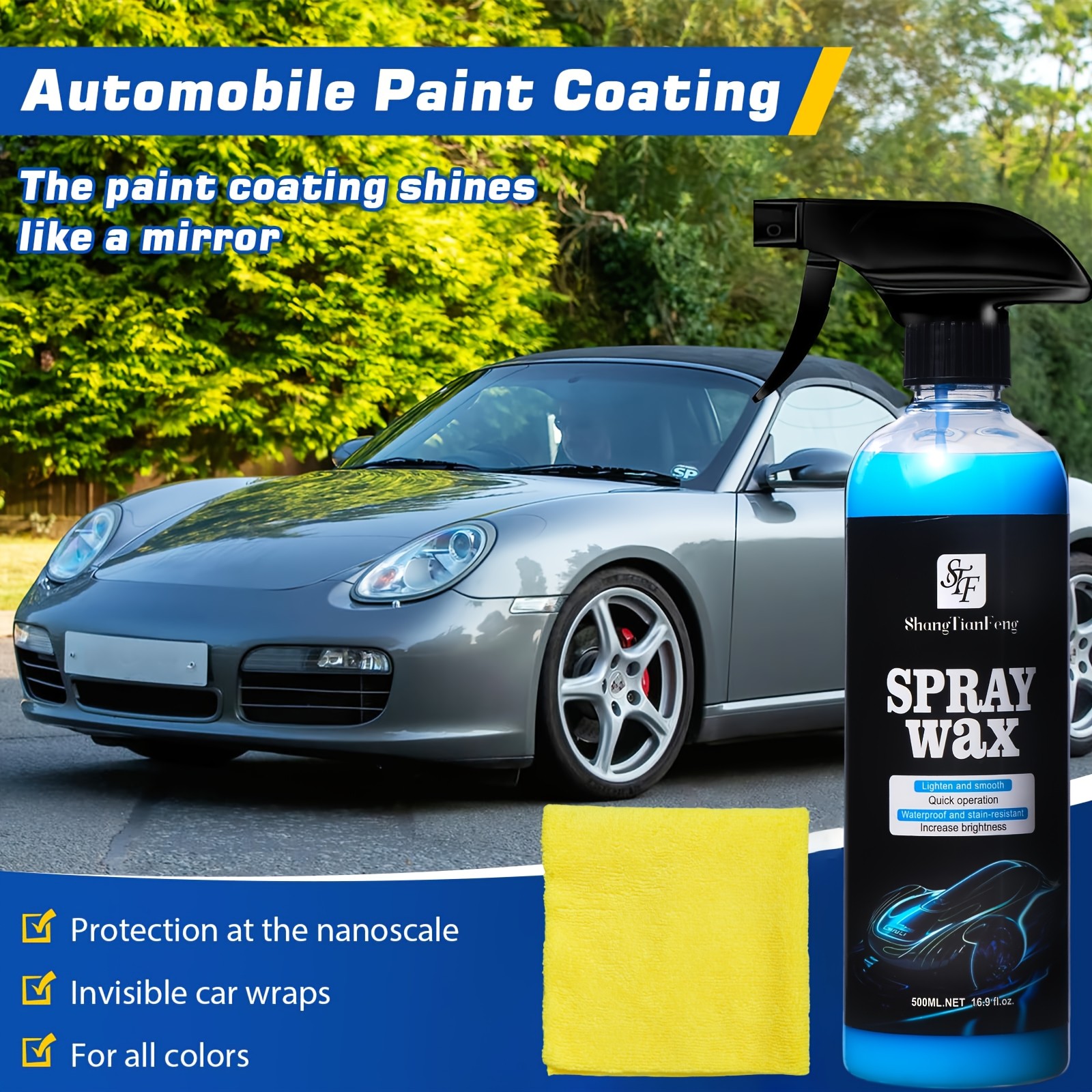 17.6oz Car Coating Spray with Cloth – Quick Detailer for Smart & GM Vehicles