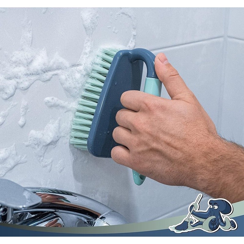 Scrub Brush Shower Cleaning Brush Comfort Grip Stiff Flexible Bristles Bathroom