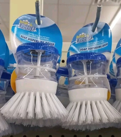Scrub Buddies Holds Soap Liquid Dispensing Brush Bristle Soft Hand Grip (2 pcs)