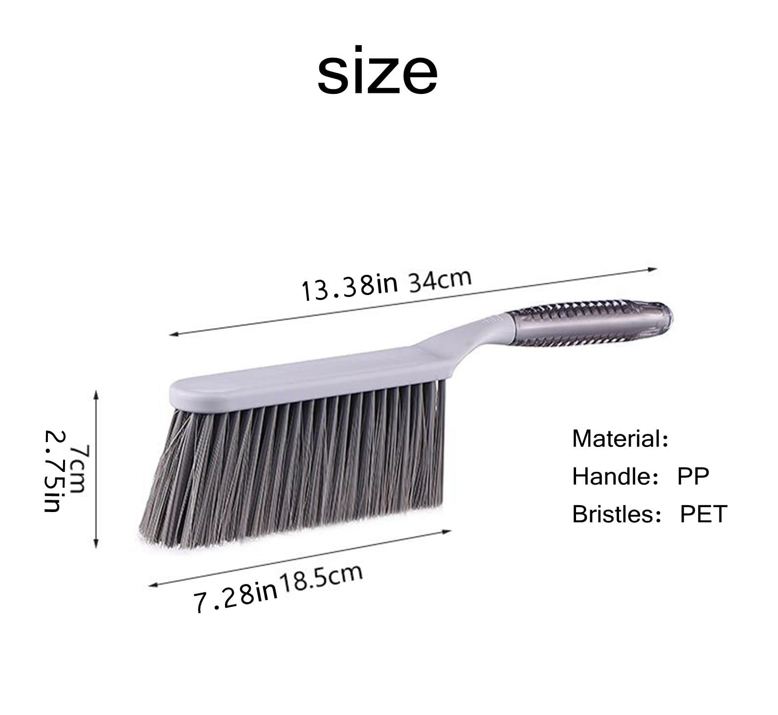 Dusting Brush 13″ Short Thick Firm Plastic Bristles Medium Handheld Broom Cleani