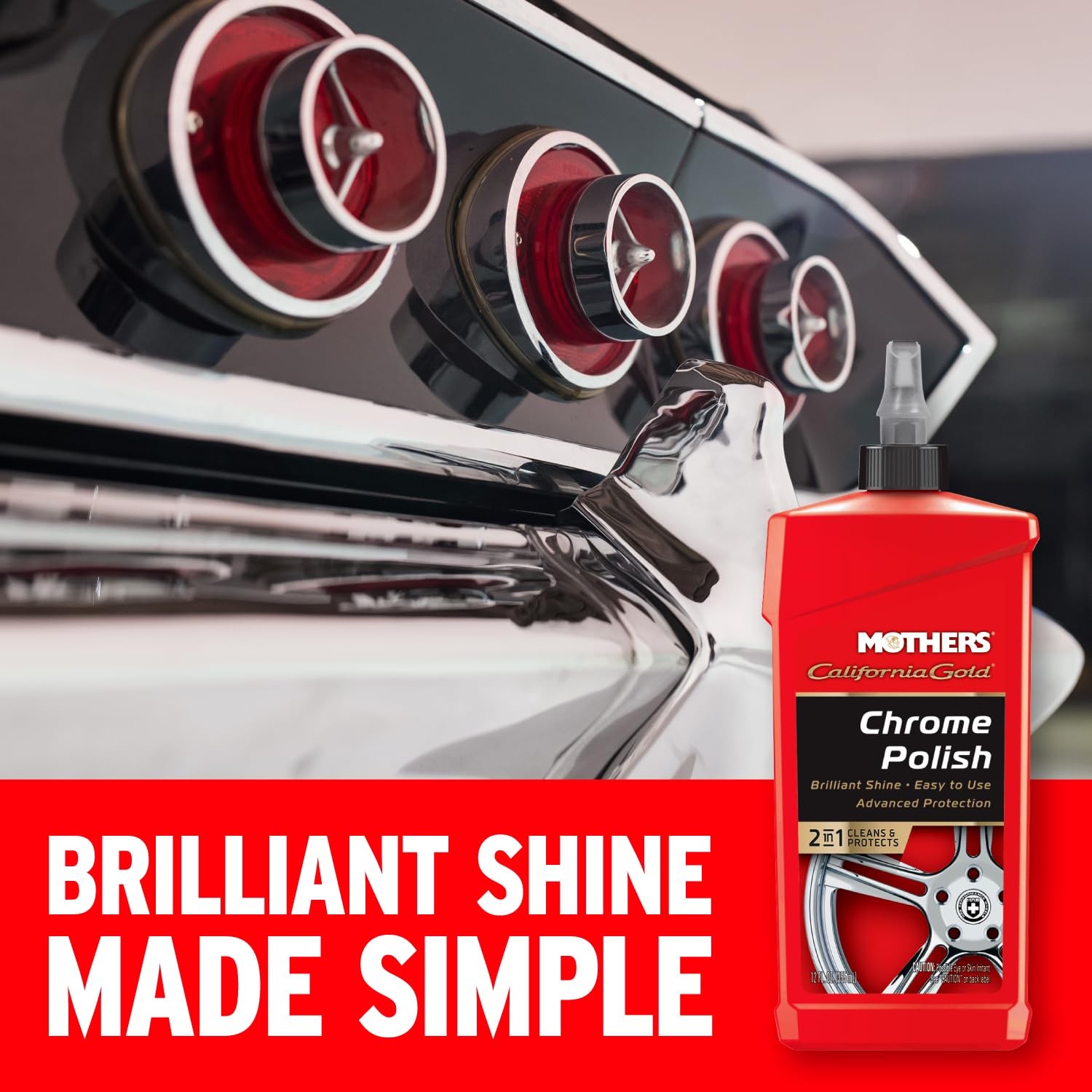 California Gold Chrome Polish, 12 oz. — Cleans & Brightens Chrome Bumpers, Wh…