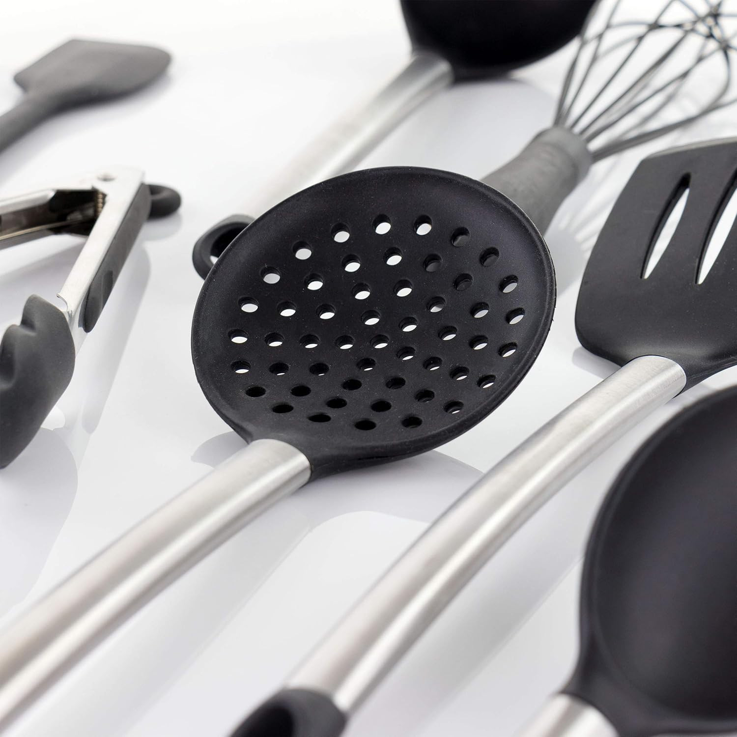 Tool Black Utensil Set, 14 Piece, Gray and Stainless Steel