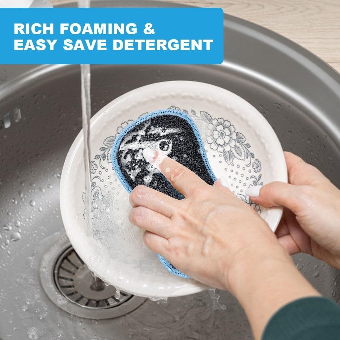 Durable 12 Pack Microfiber Sponges – Non-Scratch Design for All Kitchen Surfaces