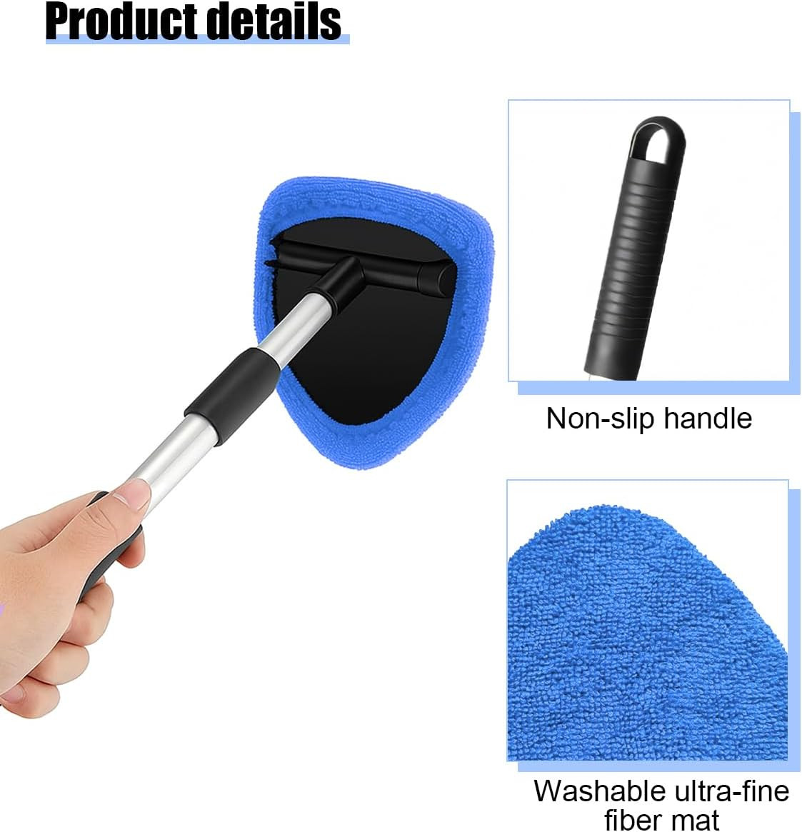 Car Windshield Cleaner Tool, Vehicle Window Detailing Cleaning Kit with Extendab