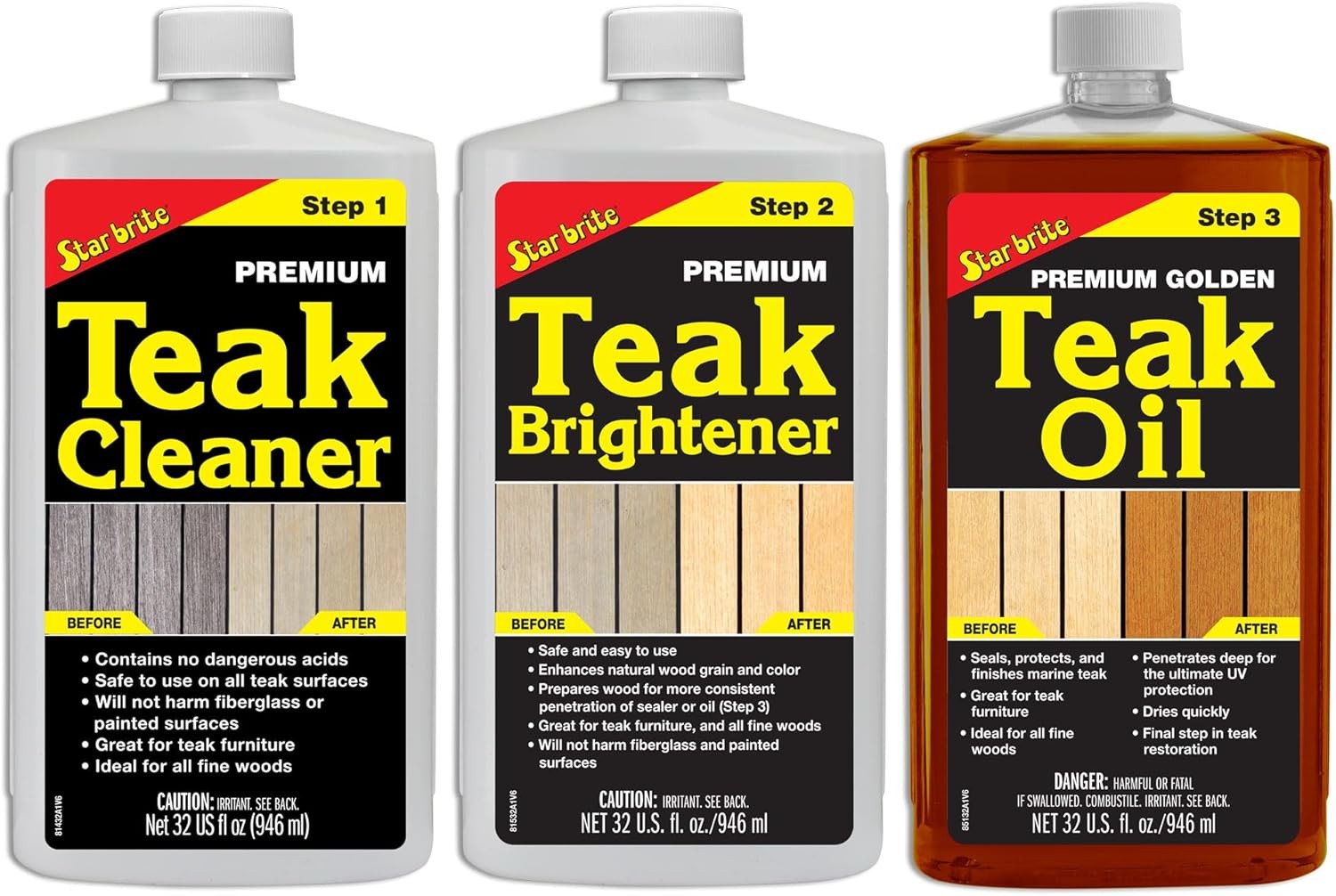 STAR BRITE Premium Teak Brightener – Enhances Natural Wood Grain & Restores Tone
