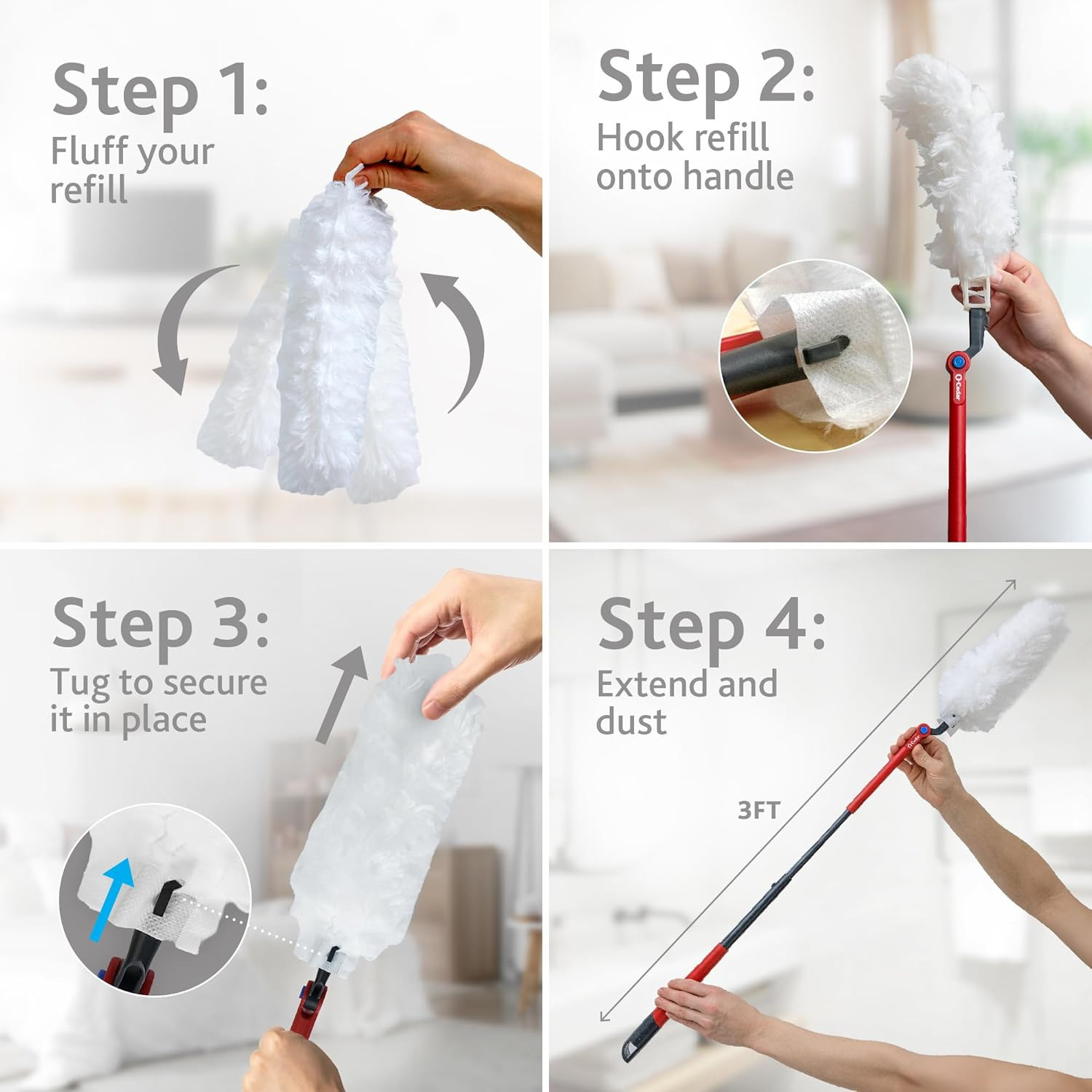 O-Cedar Flex & Catch Heavy Duty Dusting Kit with 3 Disposable Duster Refills | E