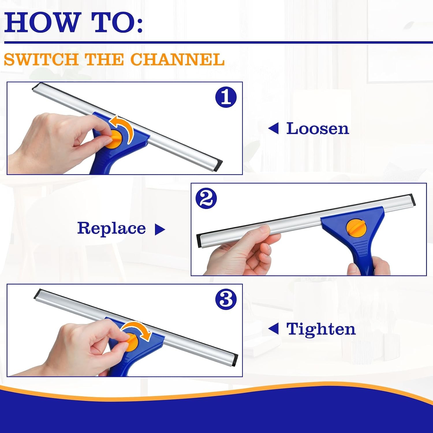 18-Inch Window Squeegee Professional with 12-INCH Chanel Squeegee for Shower