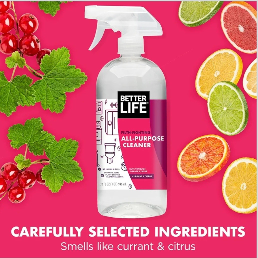 Better Life All-Purpose Cleaner Spray Lot of 2 32oz Bottles Currant & Citrus