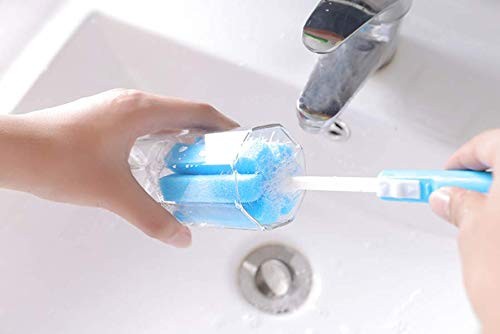 3pcs 11.4inch Sponge Clean Brush With Adjustable Plastic Handle For Coffee Glass