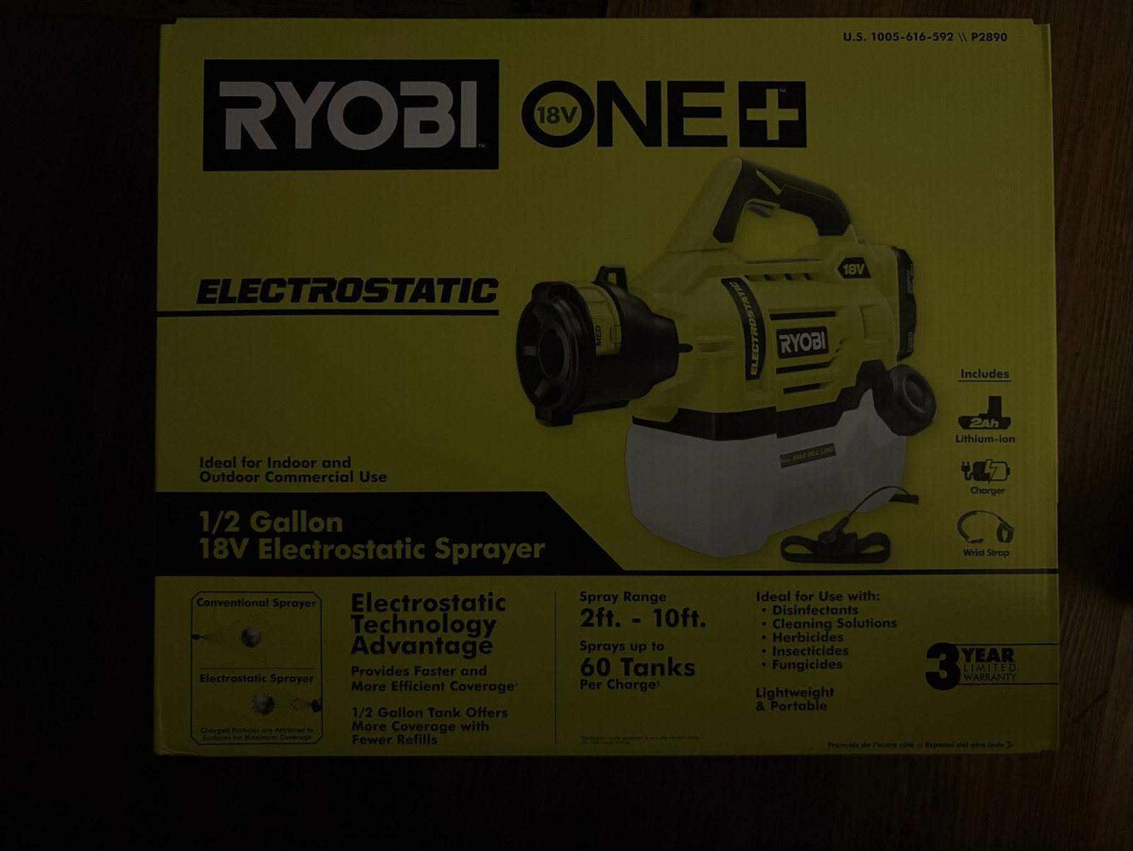 Ryobi 18V ONE+ Electrostatic Sprayer 1/2 Gallon Lightweight Portable