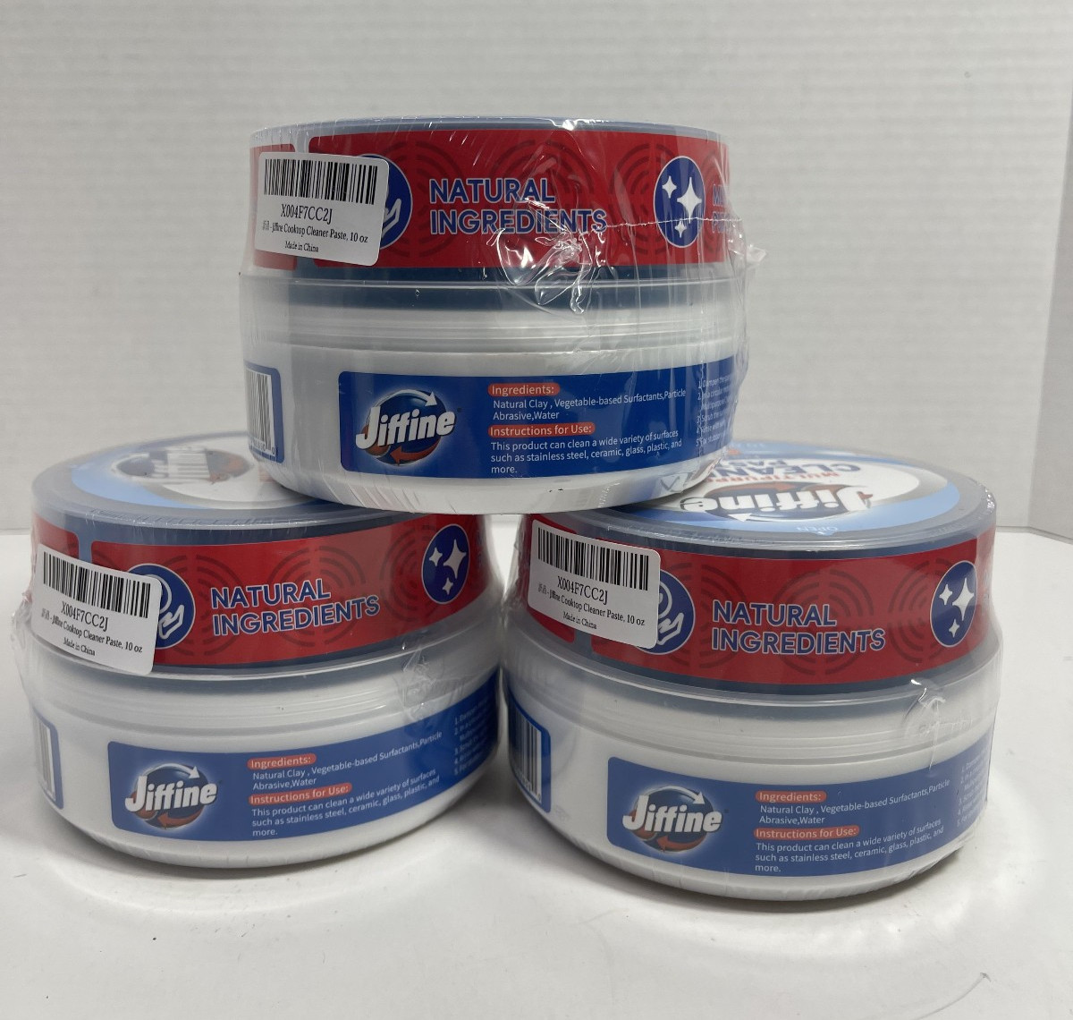 Lot of 3 10 oz. Jiffine Multipurpose Cleaning Paste Abrasive Miracle All Purpose