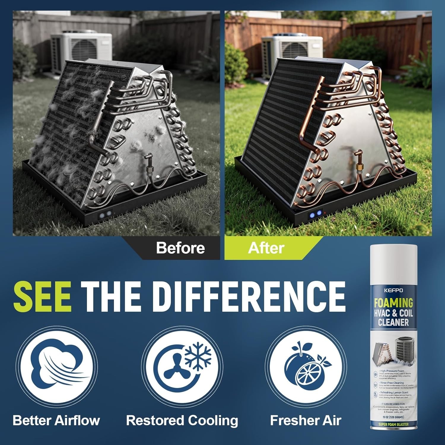 Specialty Foaming AC Coil Cleaner – Non-Toxic Deodorizing Formula 9 oz