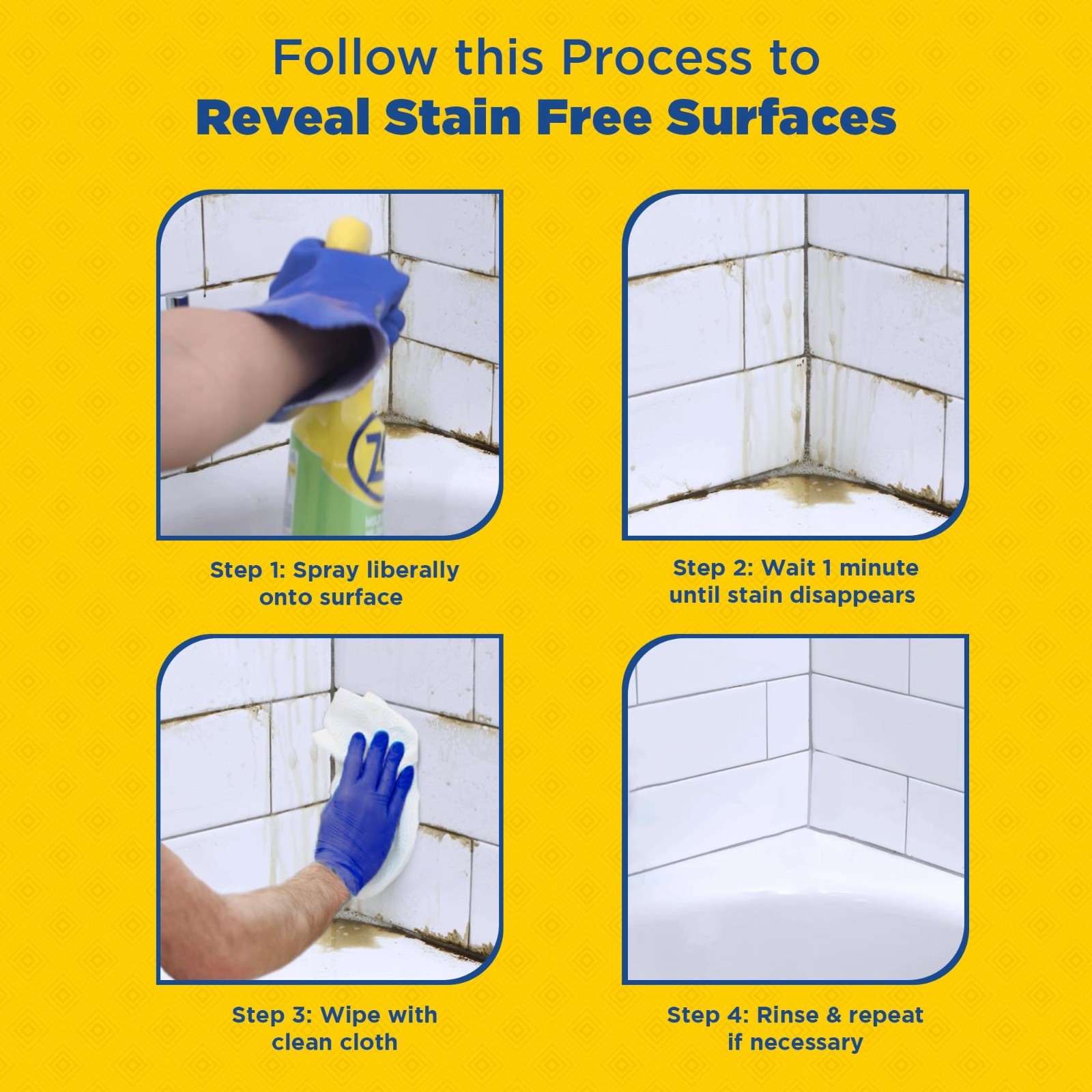 Mold & Mildew Stain Remover – 32 oz (Pack of 4) – Professional Strength No Scrub
