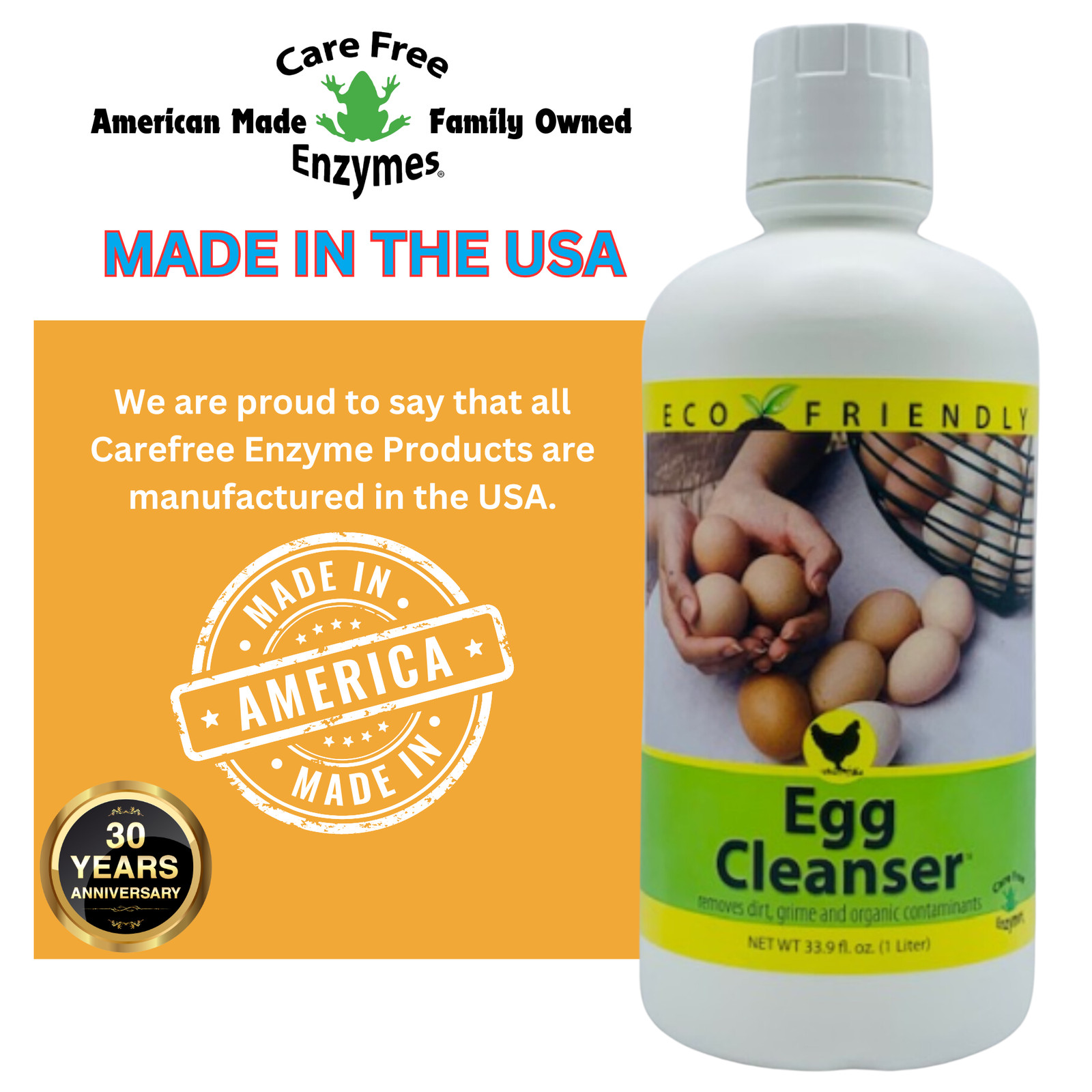 Natural Egg Cleanser & Wash | Removes Dirt & Contaminants Safely | 16 oz, 33.9 o