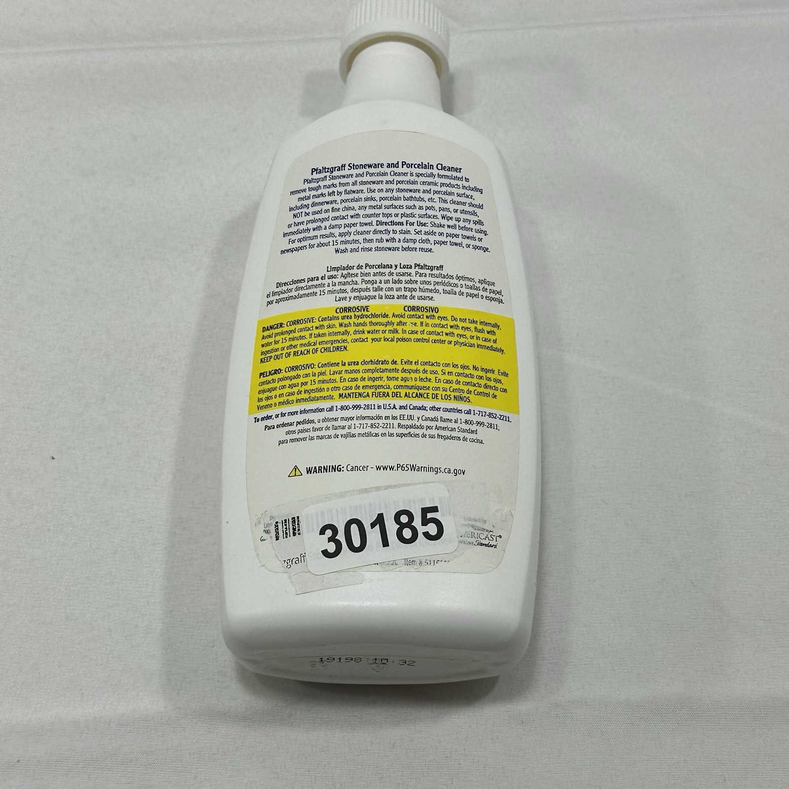 Pfaltzgraff Stoneware & Porcelain Cleaner 18Oz. Bottle Brand New Open Bottle