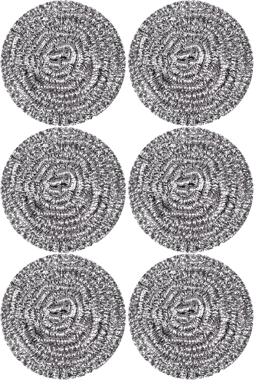 Stainless Steel Scourer Heavy Duty Scrubber Pads Steel Wool Pack of 6,40G