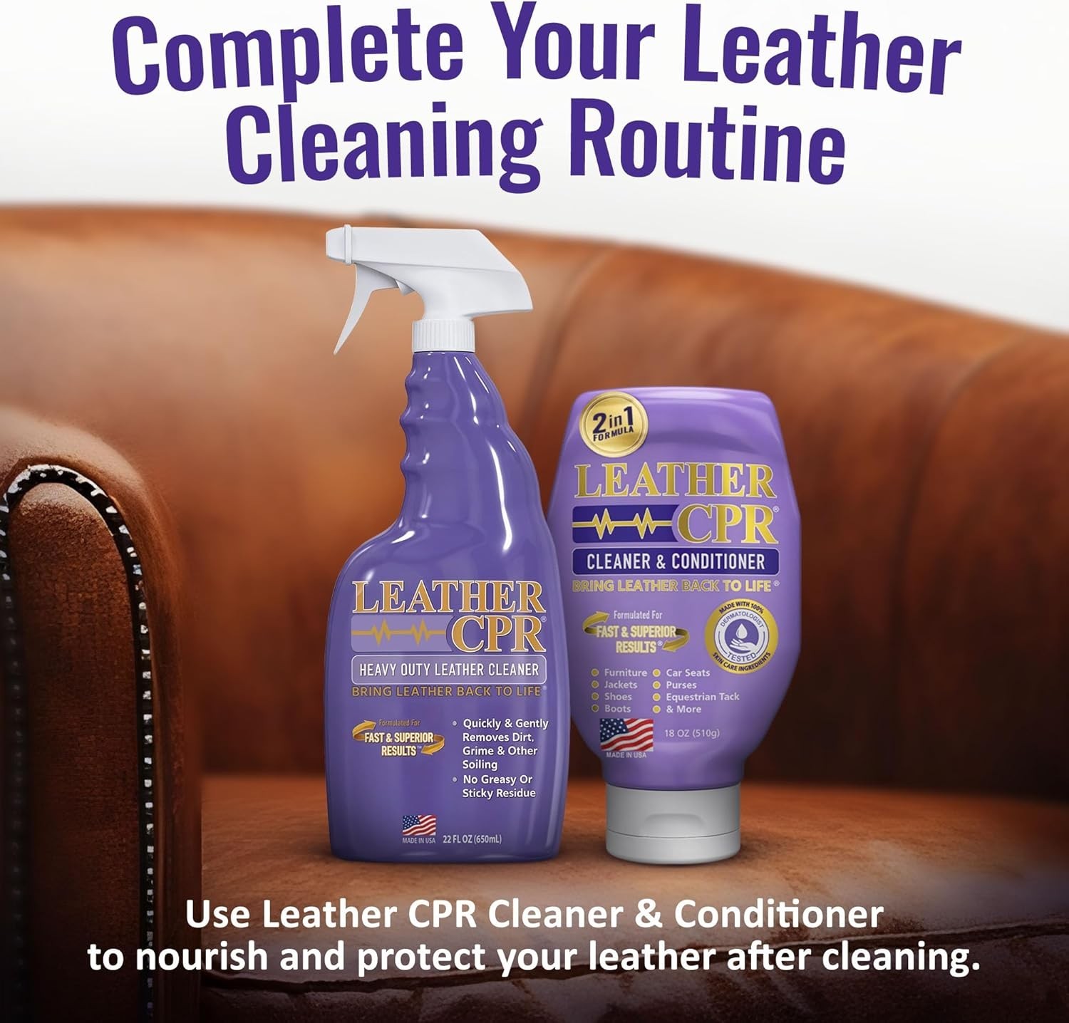 Heavy Duty Leather Cleaner 22oz – Car Interior Cleaner For Heavy Dirt & Grime…