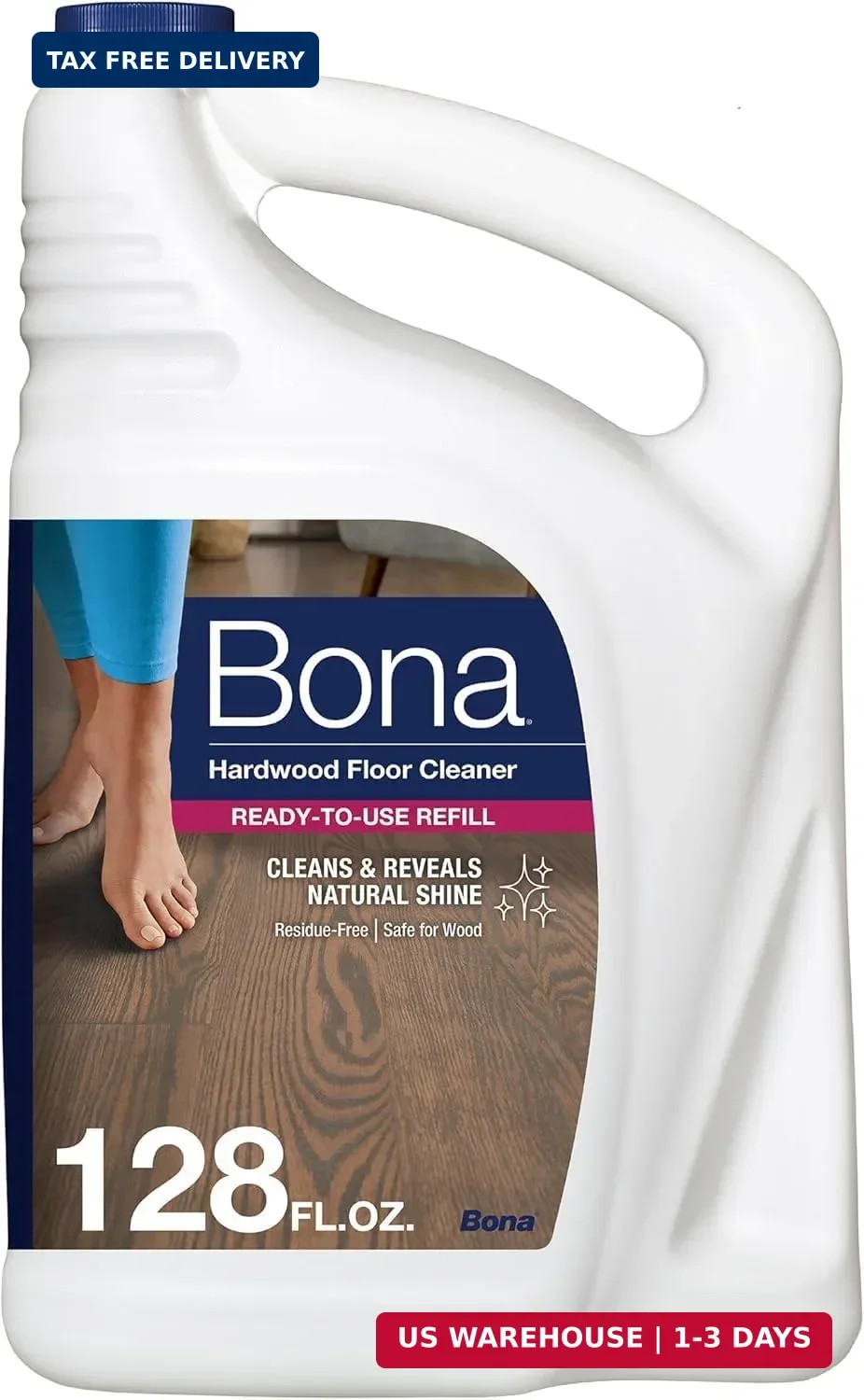 Hardwood Floor Cleaner Refill – 128 Fl Oz – Unscented – Refill for Spray Mops a