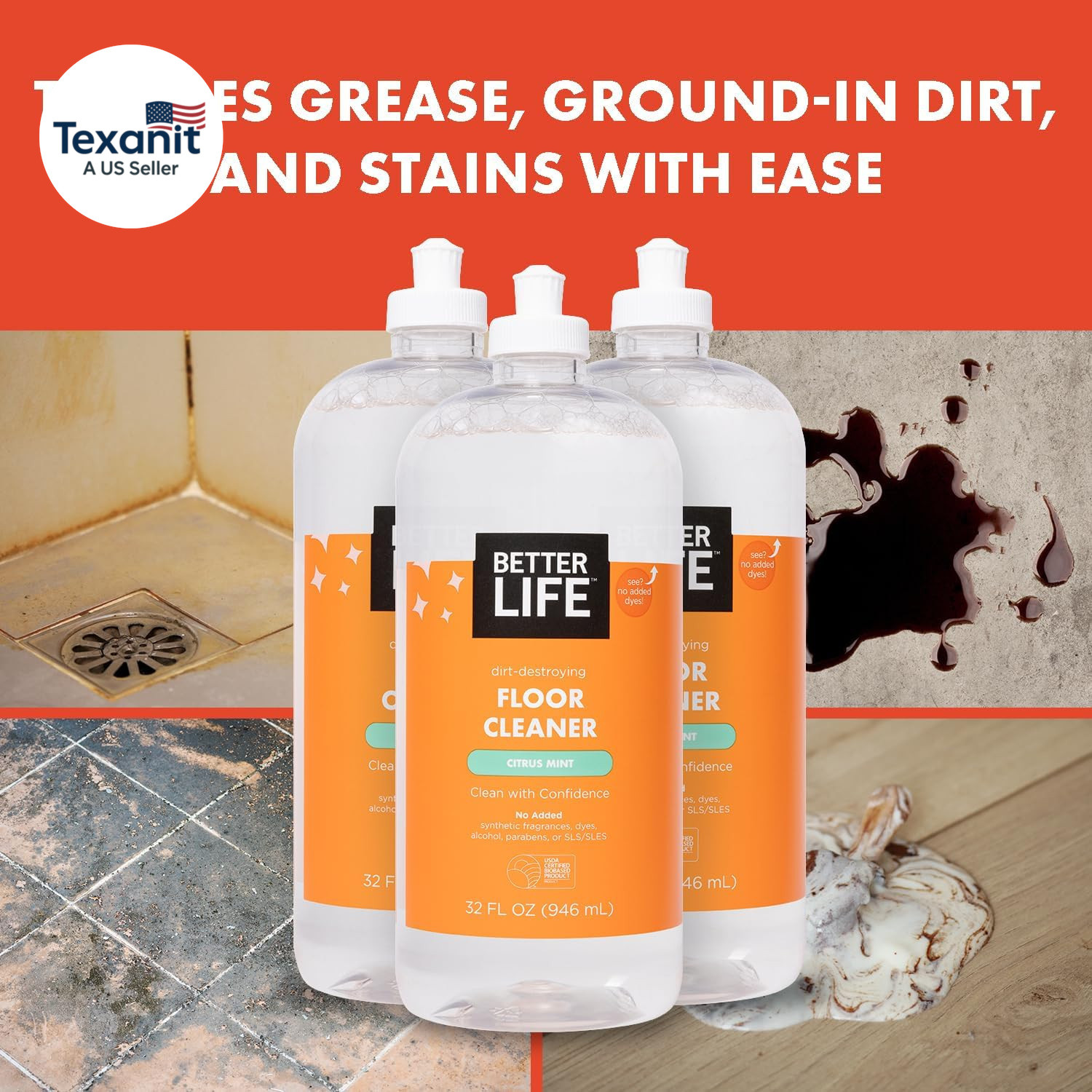 Floor Cleaner – Liquid Multipurpose Cleaner for Wood, Tile, Laminate, Vinyl, Bam