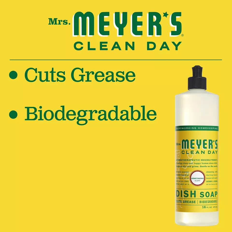 ( 2 ) Mrs. Meyer’s Clean Day Liquid Dishwashing Soap 16 oz Each Honeysuckle NEW