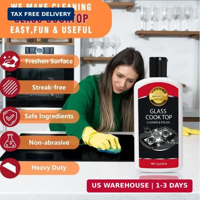 Meuvcol Glass Stove Top Cleaner Kit, 12 Oz Glass Cooktop Cleaner Non-Abrasive, S
