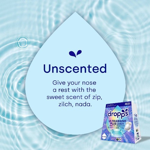 Dropps Dish UltraWash Plus Biobased Detergent Pods – Unscented – 16.93oz/40ct