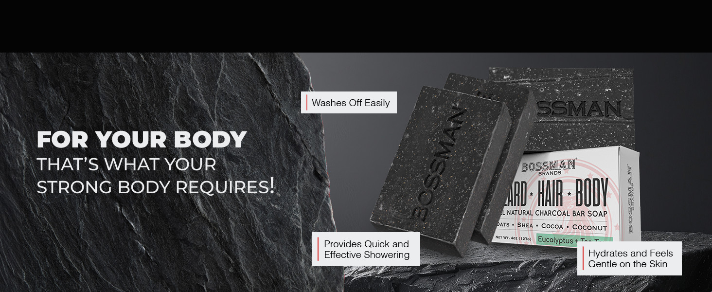 4-in-1 Charcoal Soap Bar (4 oz) – Bar Soap for Men – Beard Wash, Shampoo, Body