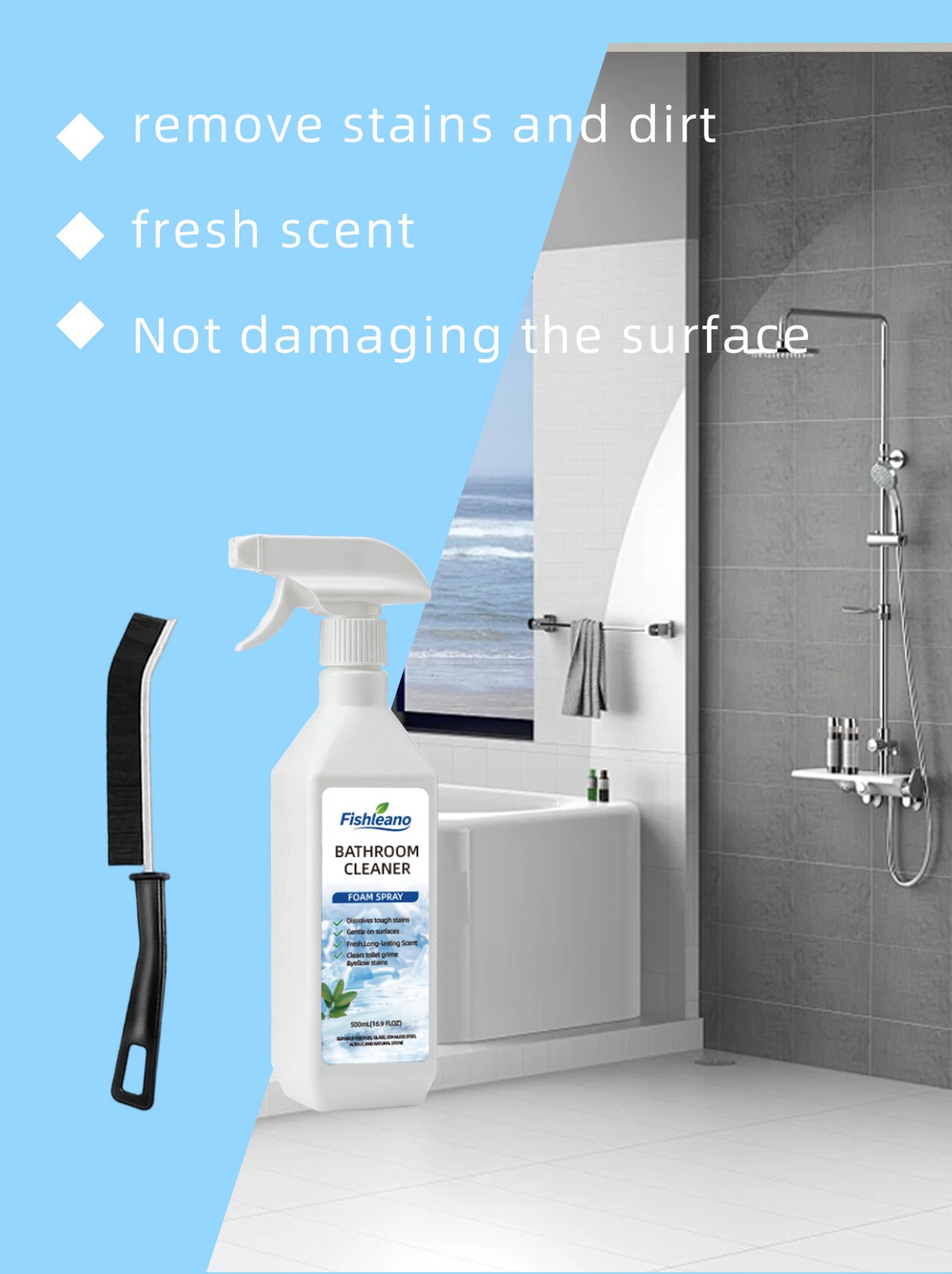 Bathroom Cleaner Foam Spray 500ml,Scale Remover Bathroom Cleaner For Tiles,Glass