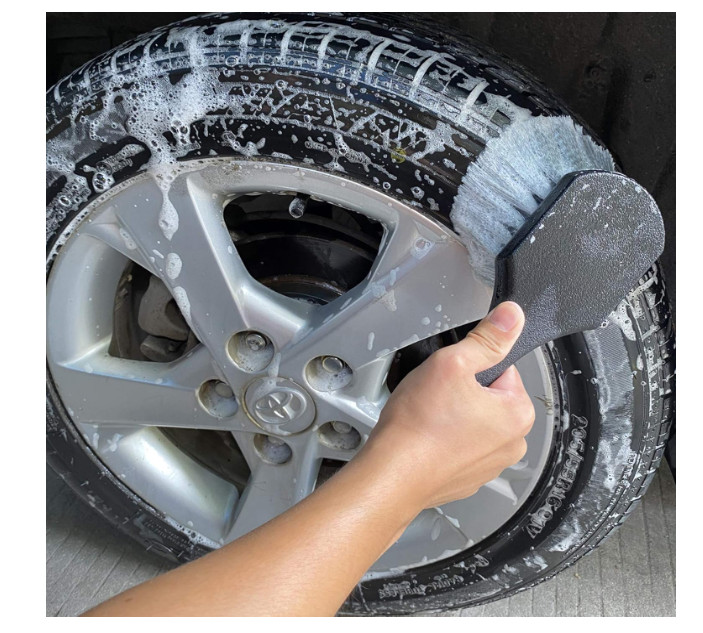 Wheel & Tire Brush for Car Rim, Soft Bristle Car Wash Brush, Cleans Tires & Rele