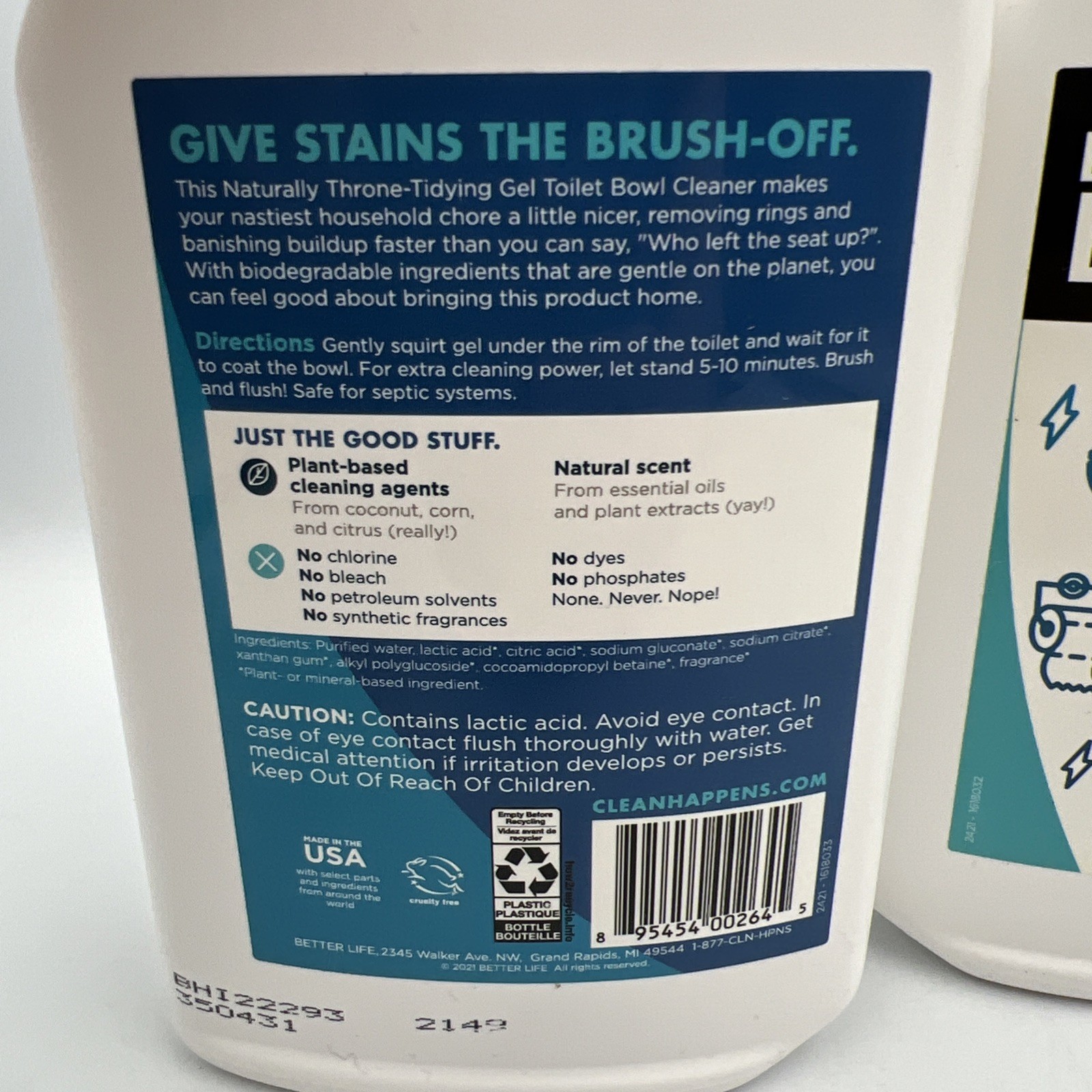 2 PK 24 Oz, Natural Toilet Bowl Cleaner Gel, Tea Tree & Peppermint, Plant-Based