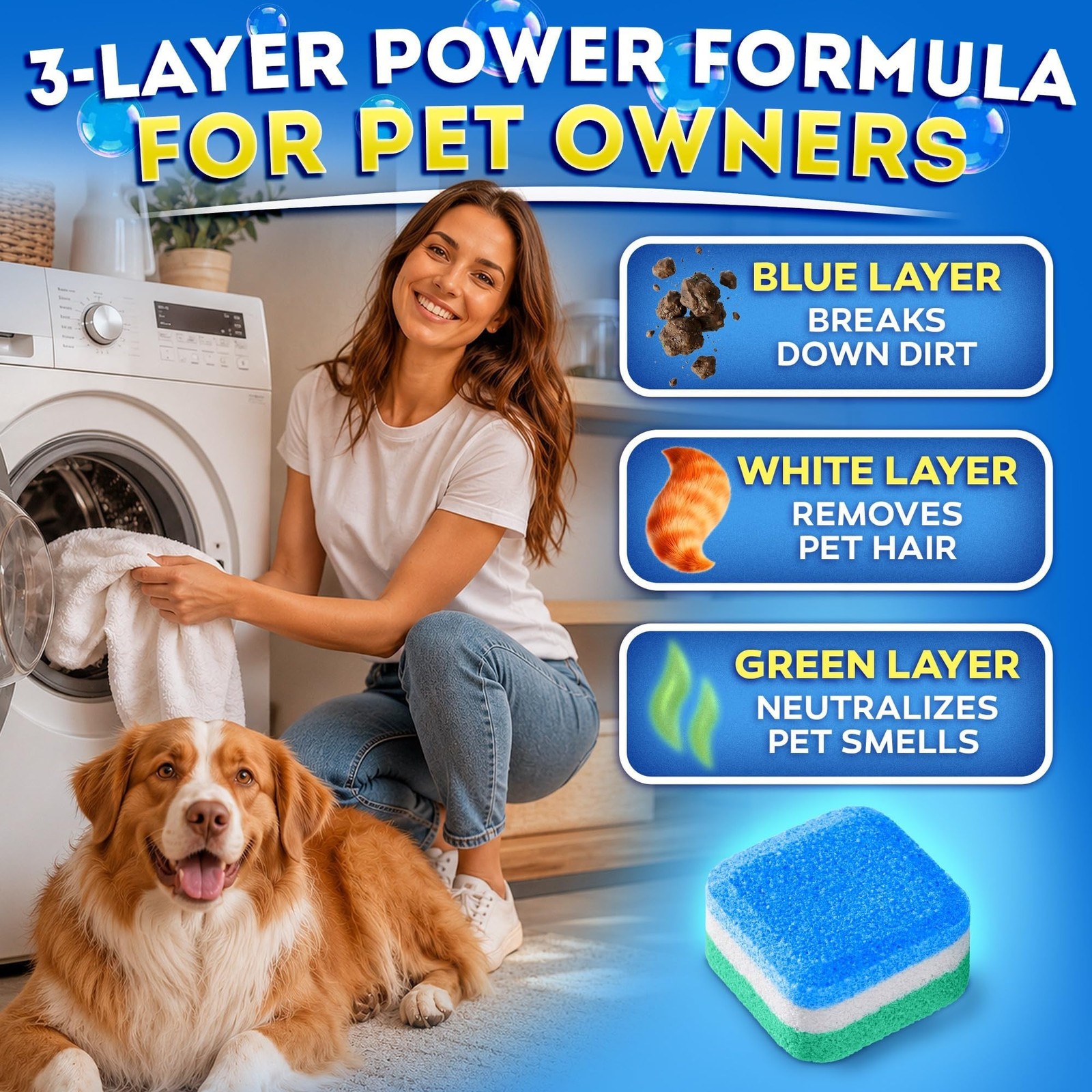 Washing Machine Cleaner Tablets for Pet Owners Pro – Front & Top Load HE Wash…