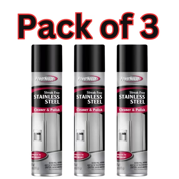 PowerHouse Streak Free Stainless Steel Cleaner & Polish, 8 oz – 2pk