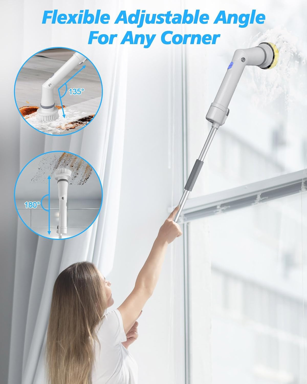 Electric Spin Scrubber Cordless,Power Scrubber Shower Cleaning Brush 400Rpm,Bath