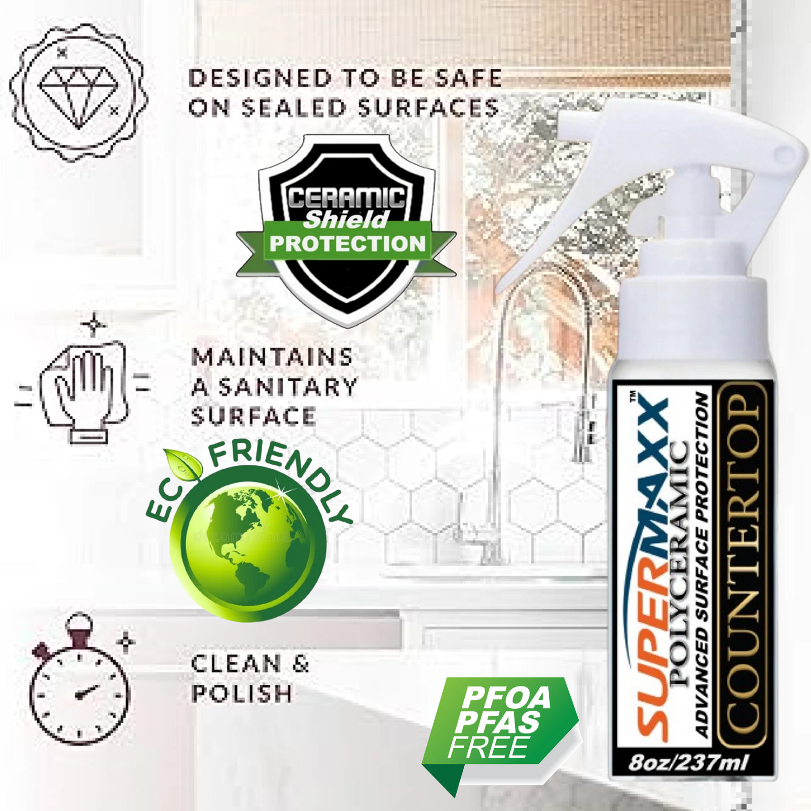 ALL SURFACE STAINLESS STEEL CLEANER GRANITE STONE TILE MARBLE COUNTERTOP SEALER