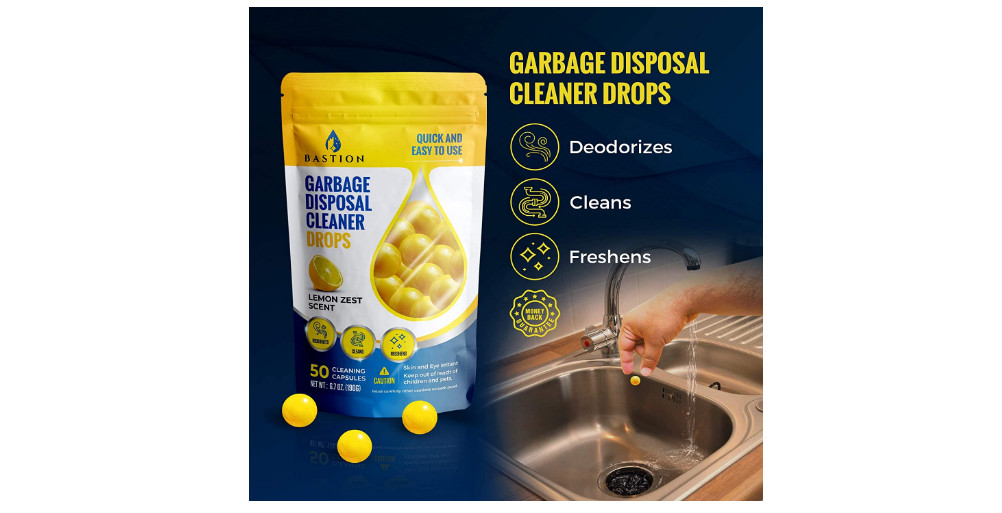 Garbage Odor Drops Disposal Lemon Zest Scented Kitchen Sink Freshener Pods 50 Ct